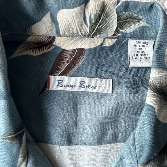 Burma Bibas 100% Silk Hawaiian Aloha Shirt Men’s Sz Lg Tropical Floral Palm Shir - Picture 7 of 14